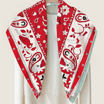Animals Red Double Print Scarf / 90cm