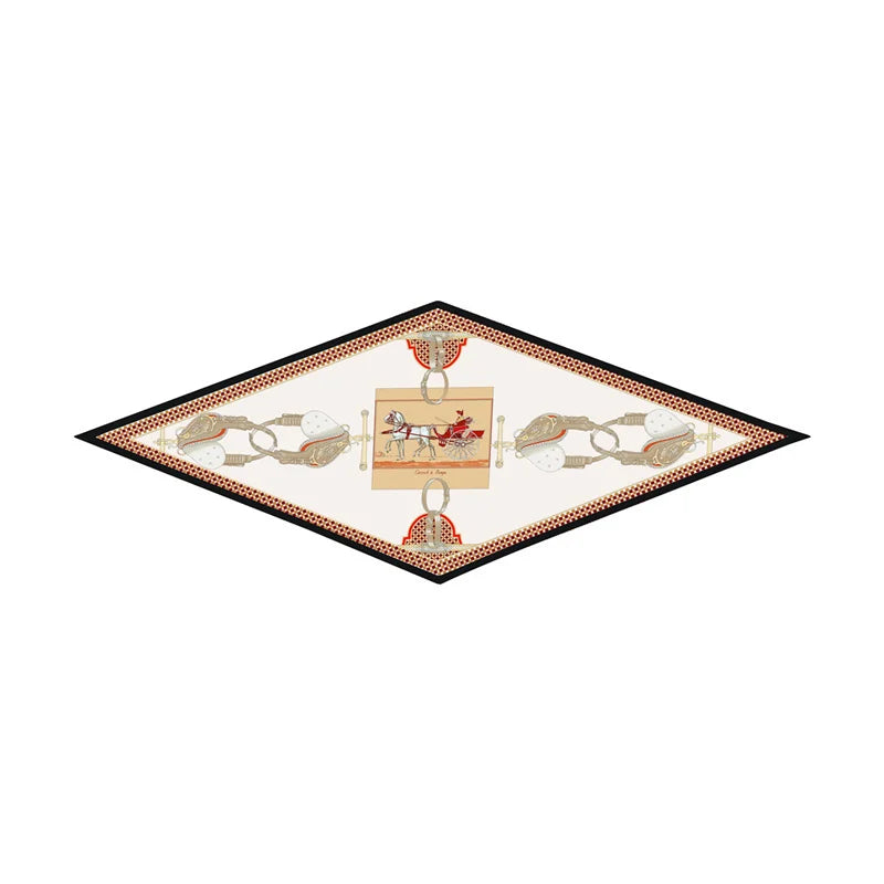 Carriage & Saddle Beige Silk Diamond Scarf