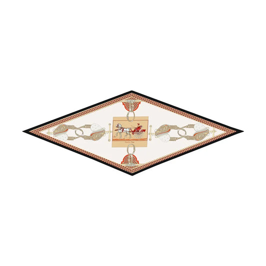 Carriage & Saddle Beige Silk Diamond Scarf