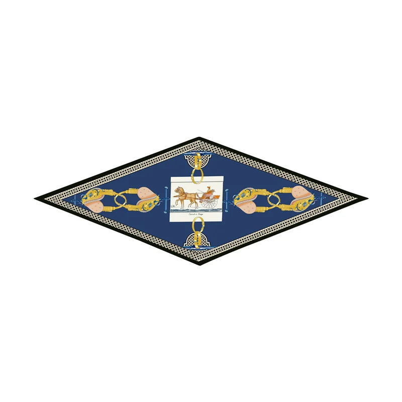 Carriage & Saddle Blue Silk Diamond Scarf