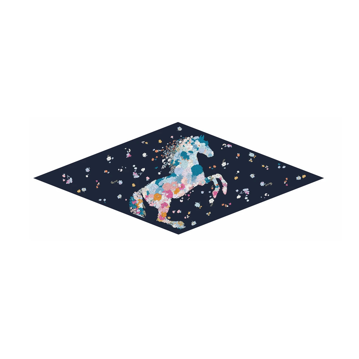 Pia Navy Silk Diamond Scarf
