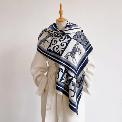 Laetitia Pashmina Scarf Navy