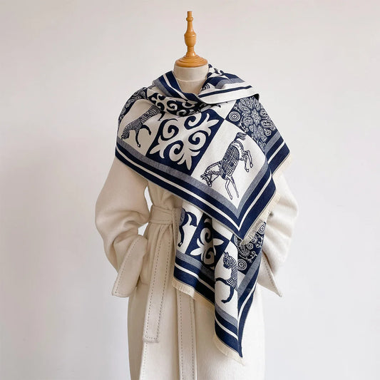 Laetitia Pashmina Scarf Navy