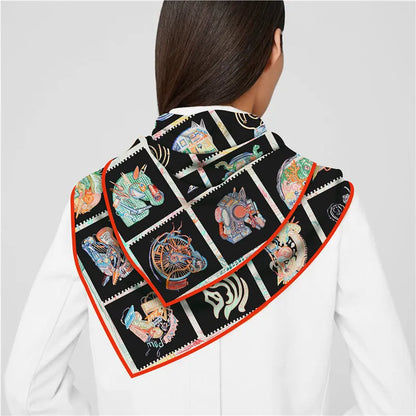 Gioia Black Silk Scarf / 90cm