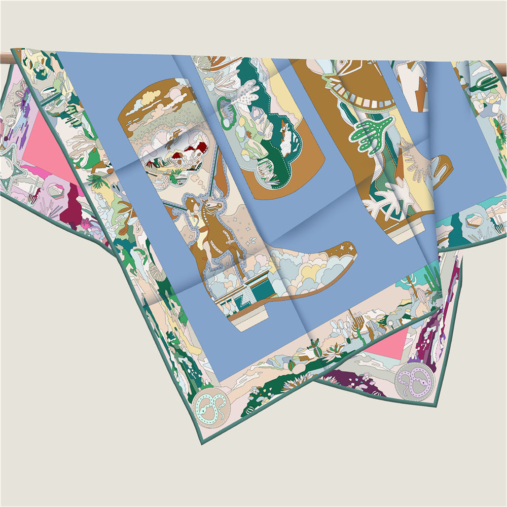 Boots Blue & Pink Double Print Scarf / 90cm