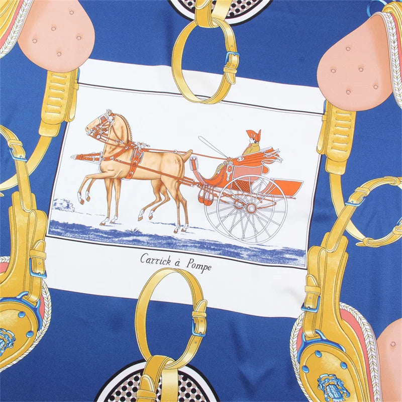 Carriage Blue Silk Scarf / 90cm