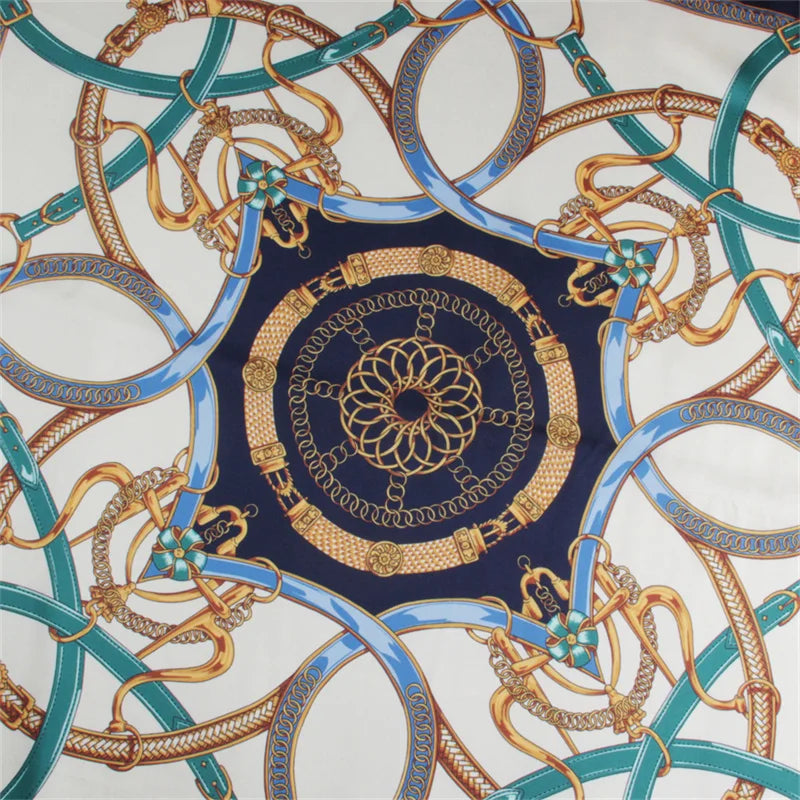 Stirrup Navy Silk Scarf / 90cm