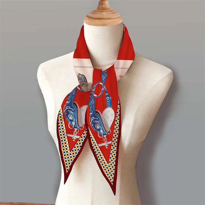 Carriage & Saddle Red Silk Diamond Scarf