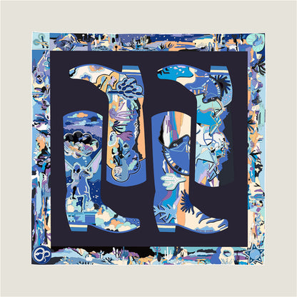 Boots Blue & Yellow Double Print Scarf / 90cm