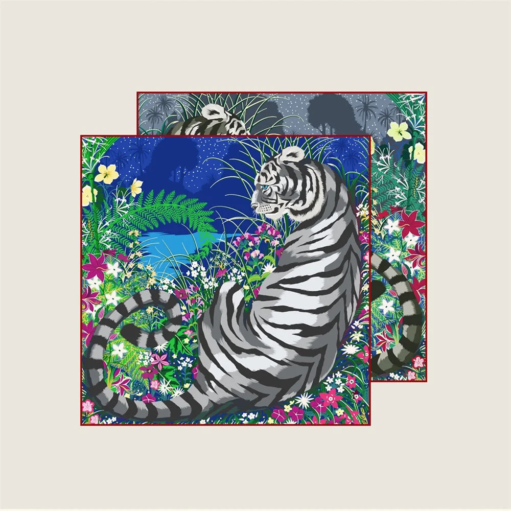 Tiger Blue Double Print Scarf / 70cm