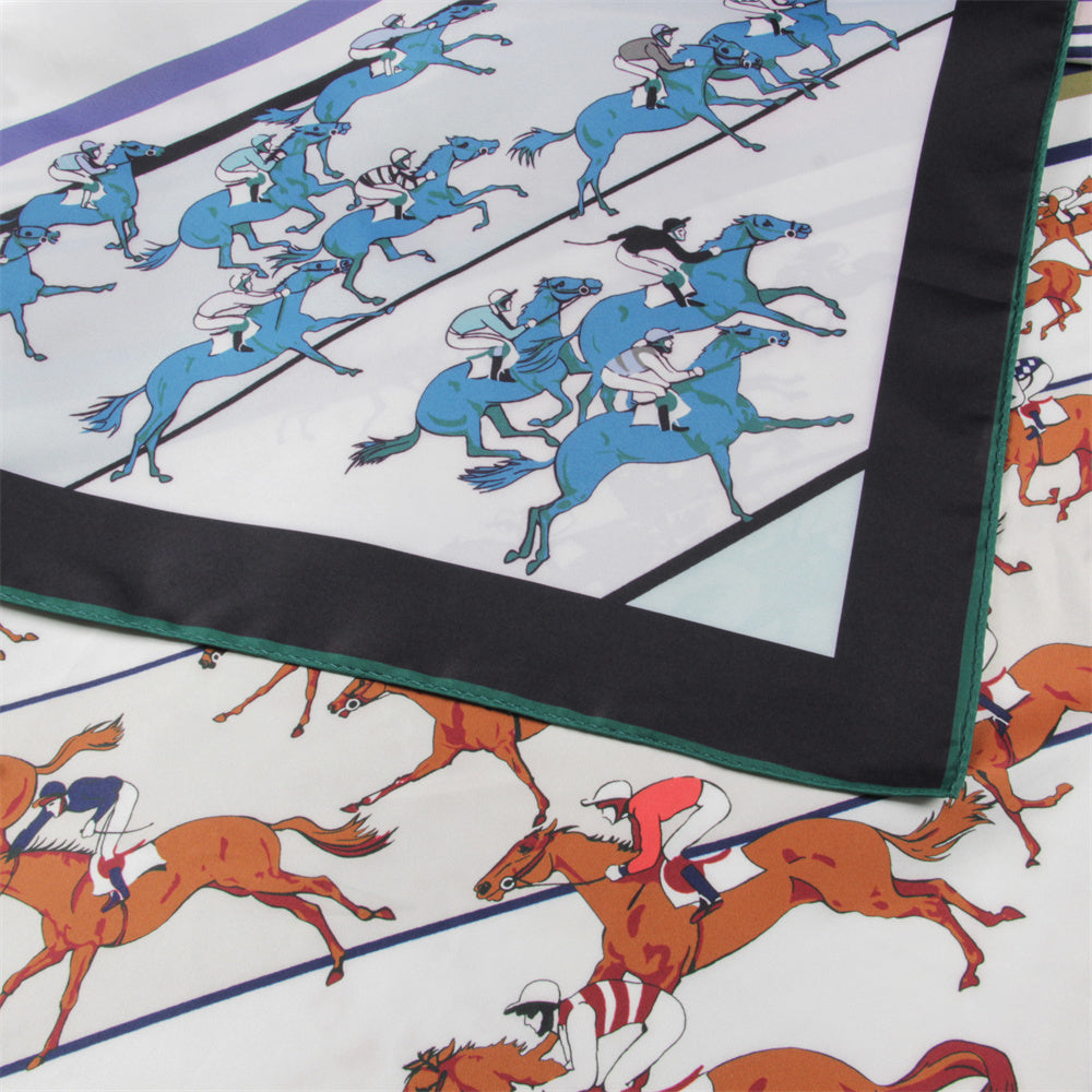 Horse Race Navy Double Print Scarf / 90cm