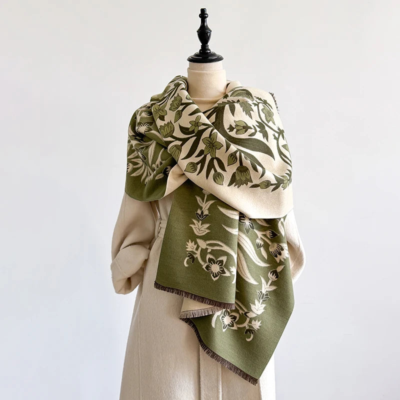 Florigia Pashmina Scarf Green