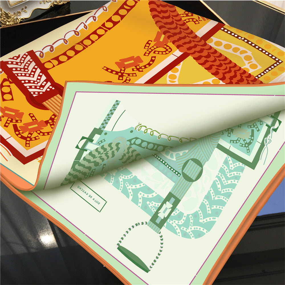 Saddle Yellow Double Print Scarf / 90cm