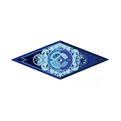 Wheel Blue Silk Diamond Scarf