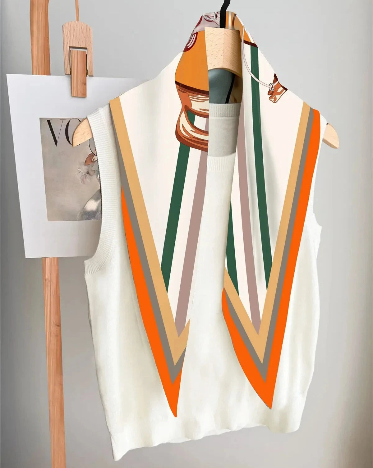 Maxine Beige Silk Diamond Scarf