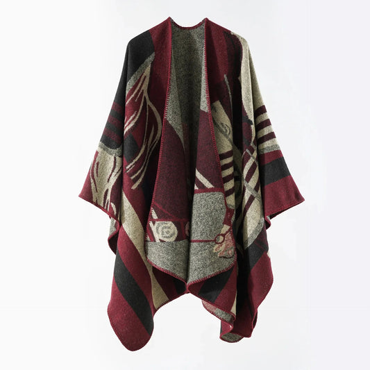 Chiara Poncho Wine Red