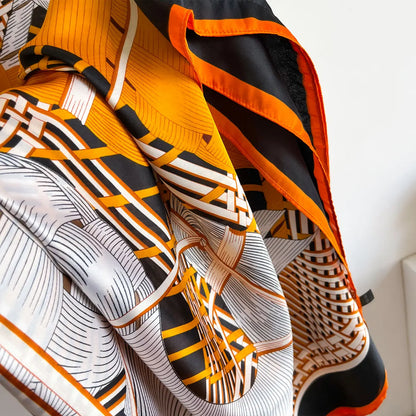 Orange Black Giada Kaftan Dress & Scarf Set