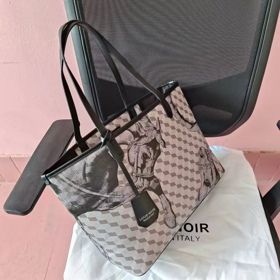 Lono Large Tote Bag with Horse Motif