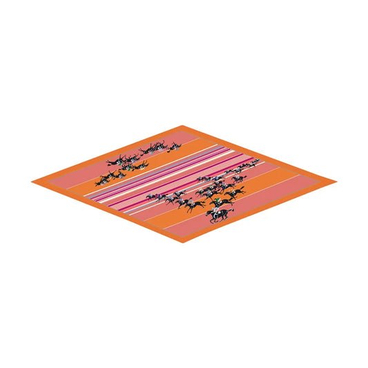 Horse Race Orange Silk Diamond Scarf