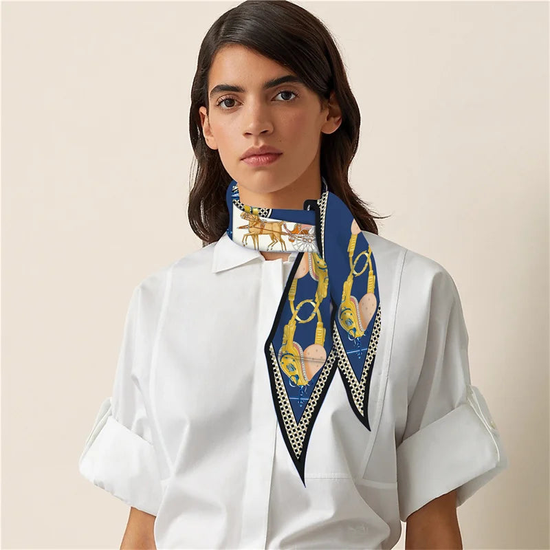 Carriage & Saddle Blue Silk Diamond Scarf