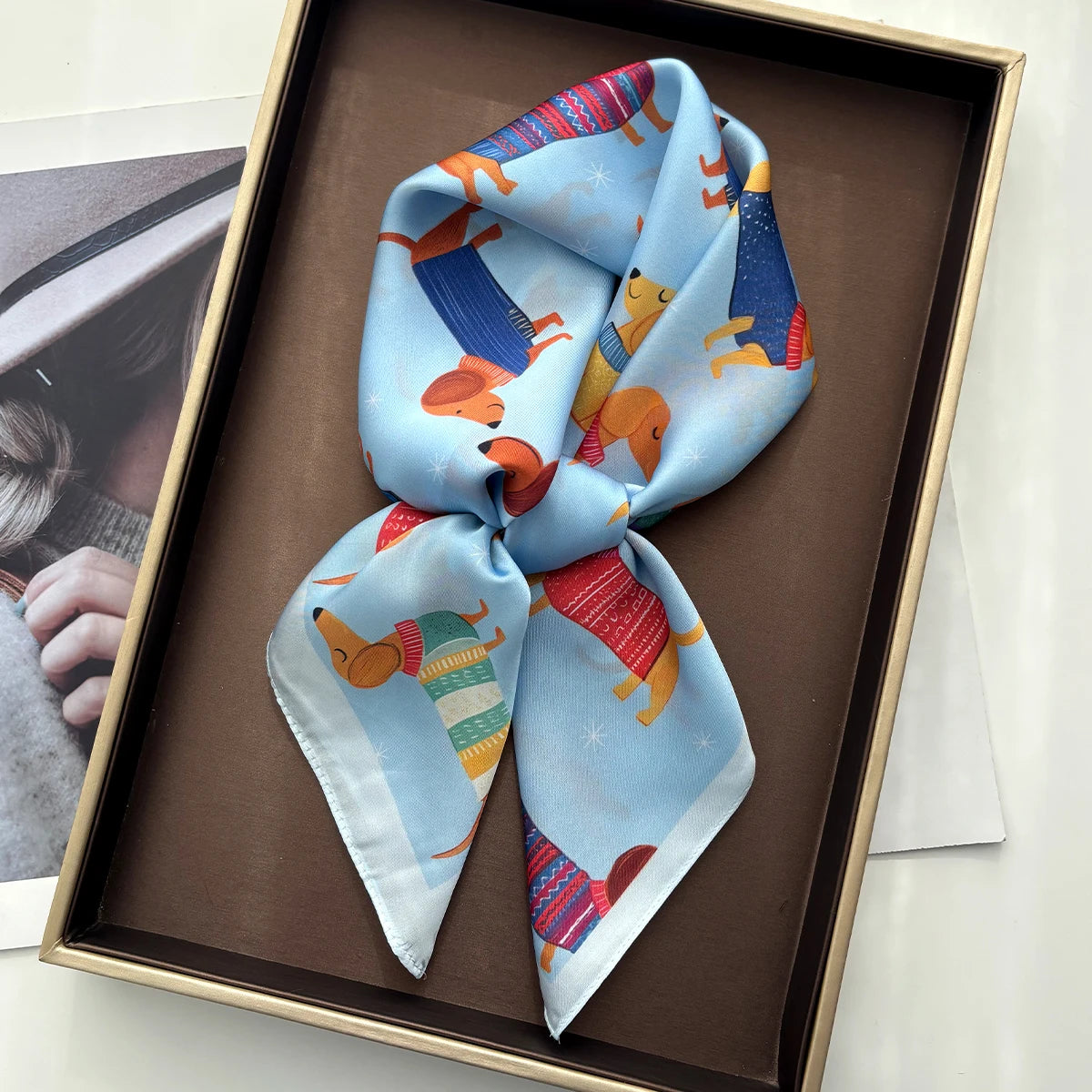 Dachshund Blue Scarf / 65cm