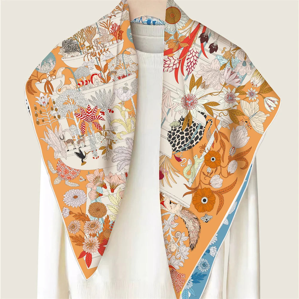 Cake Pan Orange Double Print Scarf / 90cm