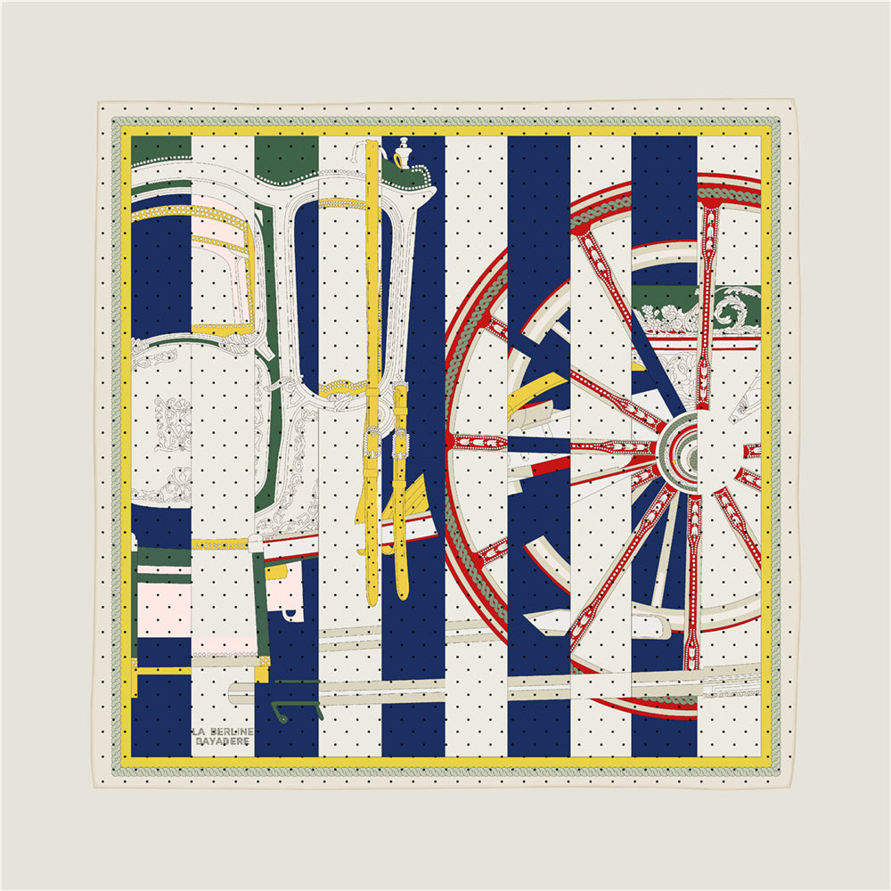 Wheel Stripes Blue Double Print Scarf / 90cm