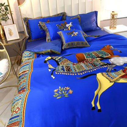 4-Piece Sateen Bedding Set (Gabriel / Blue)