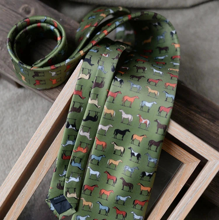 Men's Tie Horse Green