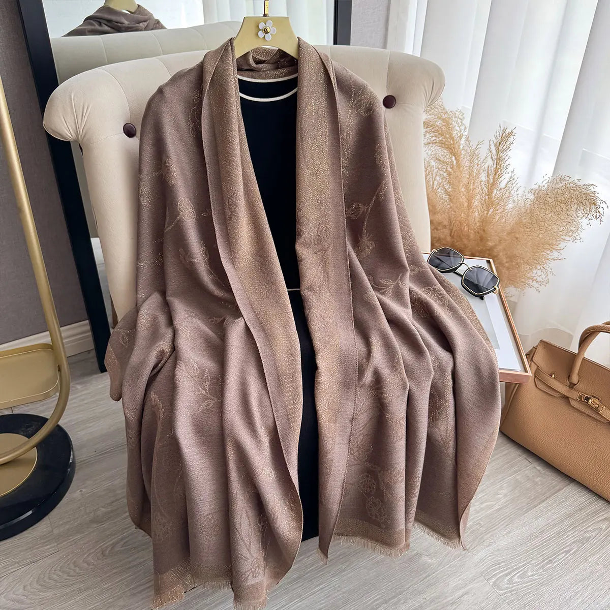 Greca Pashmina Scarf Pink