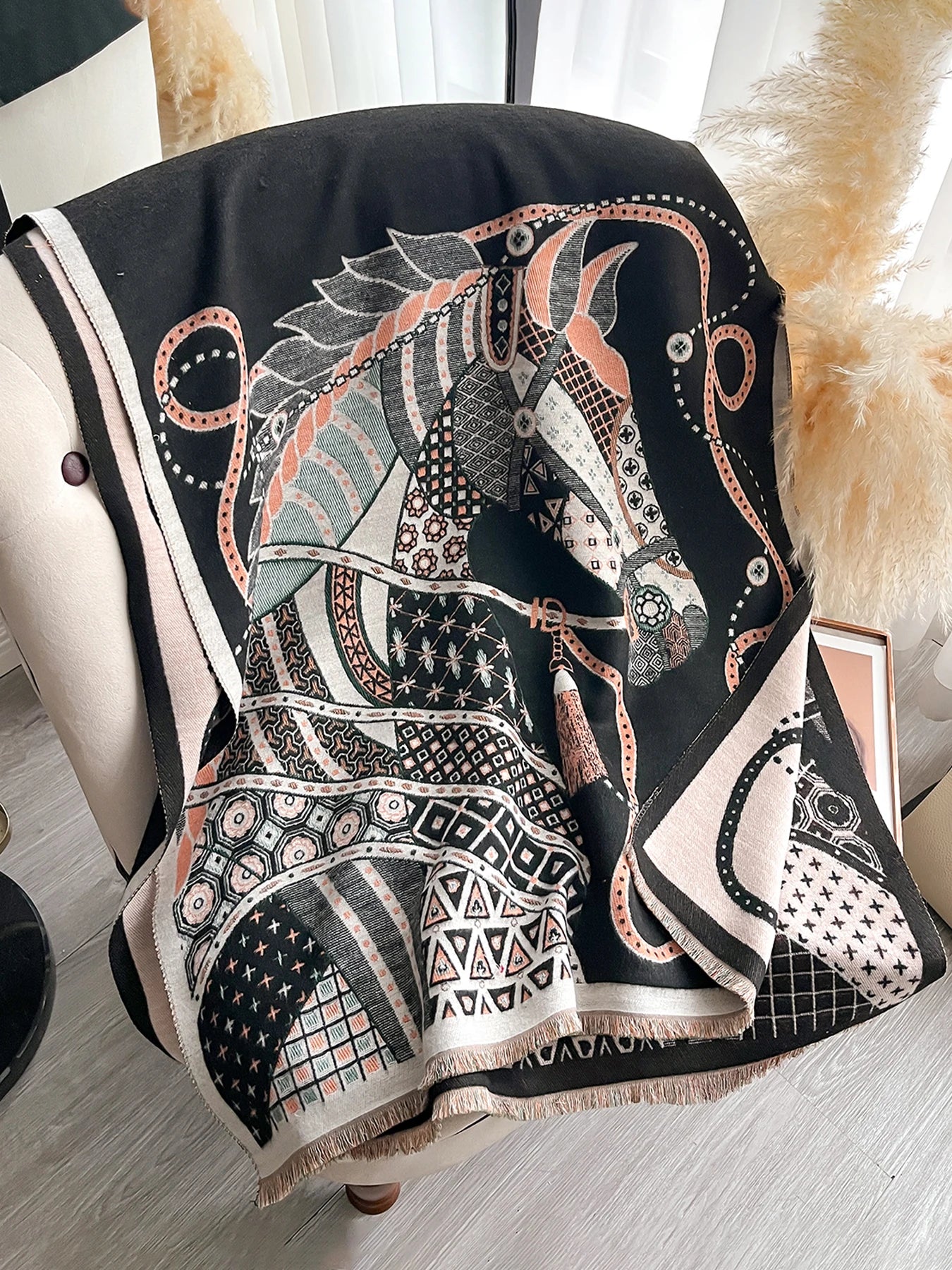 Edwige Pashmina Scarf Black