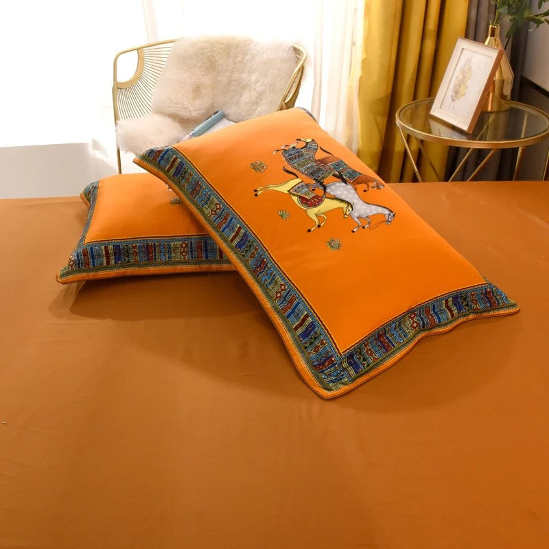 4-Piece Sateen Bedding Set (Gabriel / Orange)