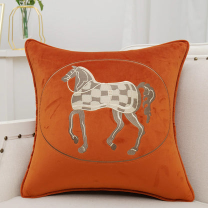 Rita Embroidered Velvet Pillow Cover Orange