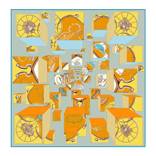 Omera Yellow Silk Scarf / 90cm