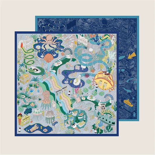 Ocean Park Navy Double Print Scarf / 90cm