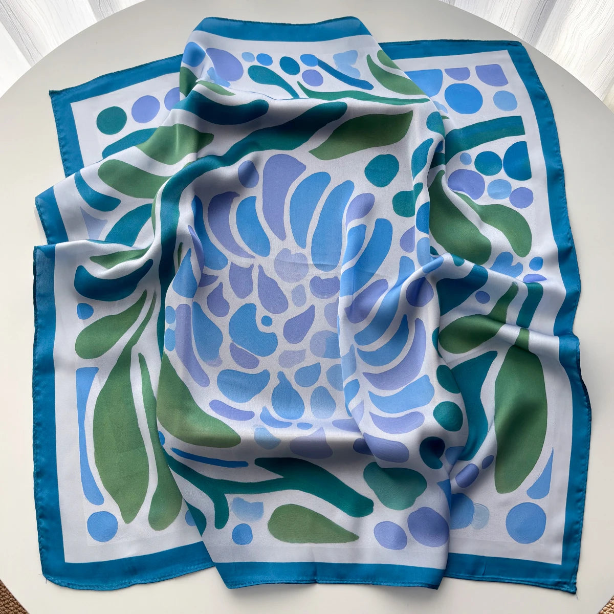 Floral Blue Scarf / 65cm