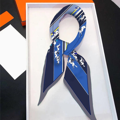 Horse Race Blue Silk Diamond Scarf