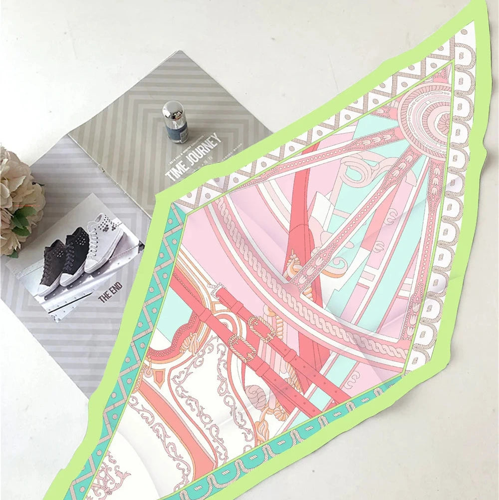 Carriage Wheel Green Silk Diamond Scarf