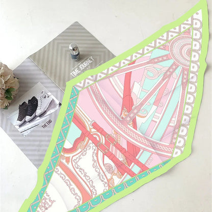 Carriage Wheel Green Silk Diamond Scarf