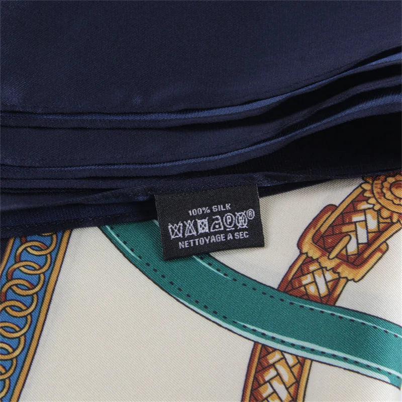 Stirrup Navy Silk Scarf / 90cm