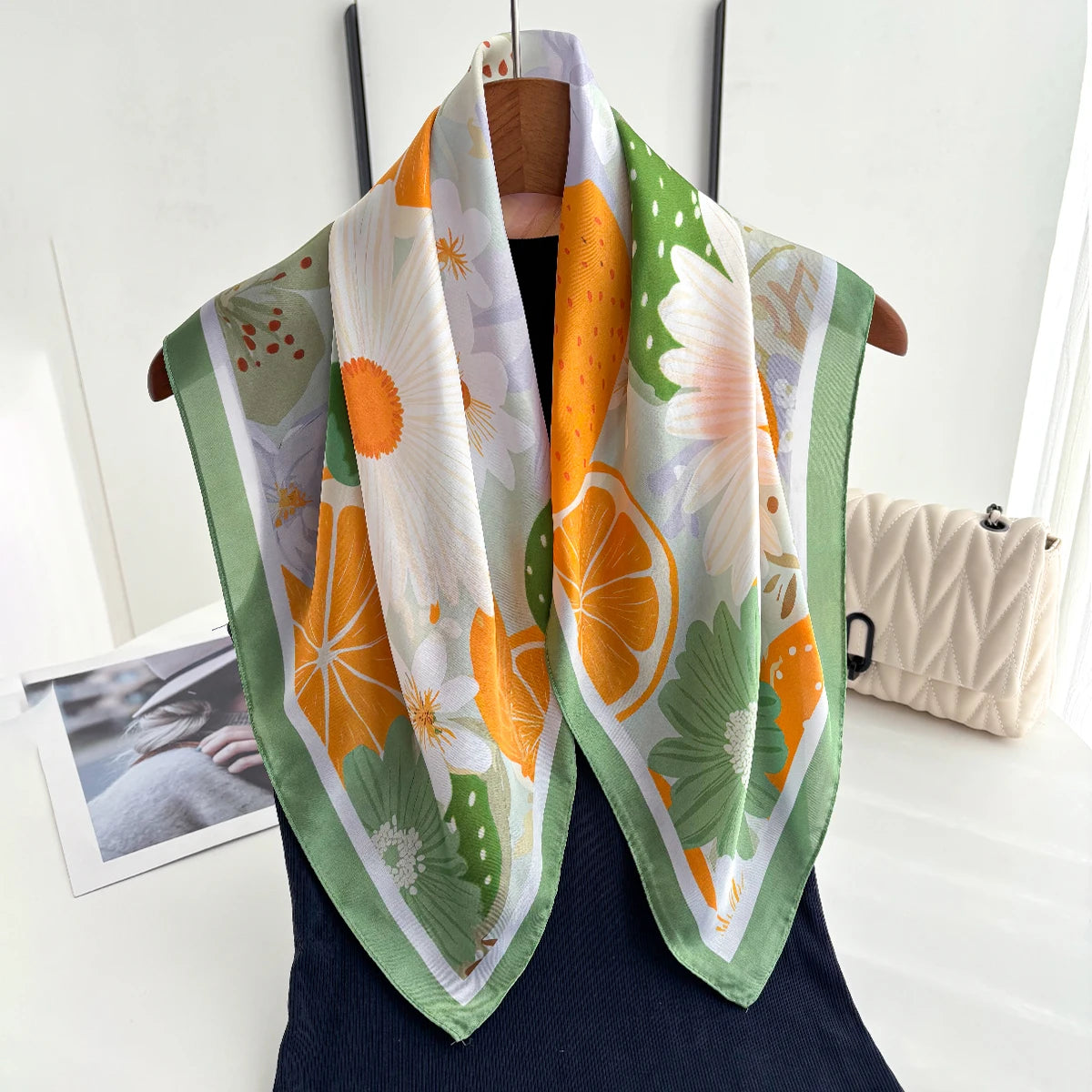 Fruits Green Scarf / 65cm