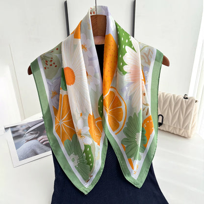 Fruits Green Scarf / 65cm