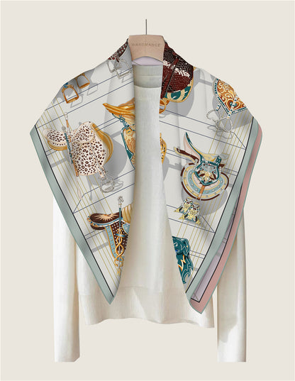 Saddle World Gray Double Print Scarf / 90cm