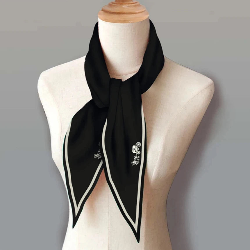 Carriage Black Silk Diamond Scarf
