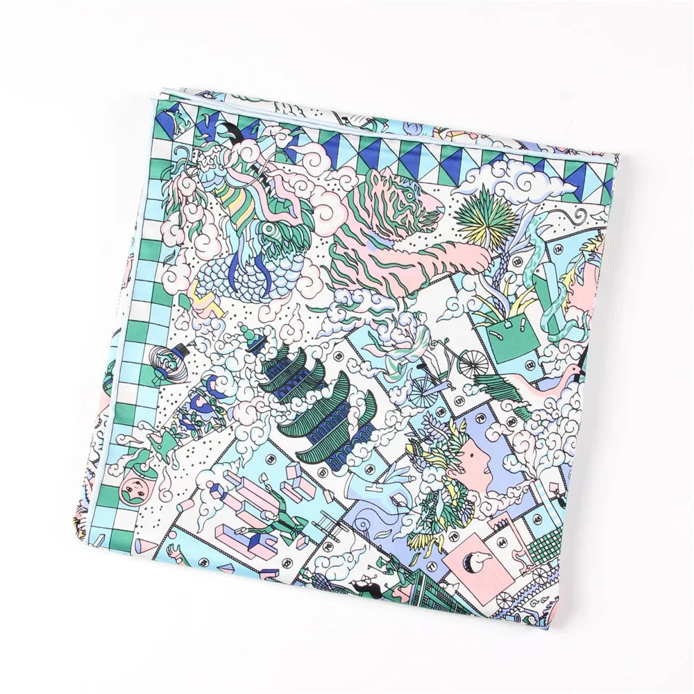 Hopi Blue Silk Scarf / 90cm