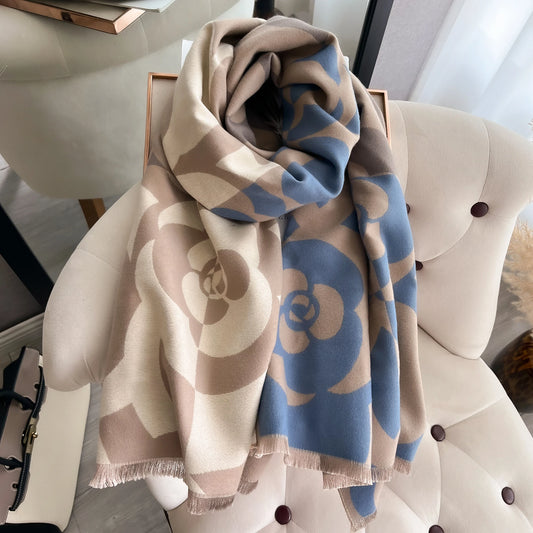 Camelia Pashmina Scarf Blue
