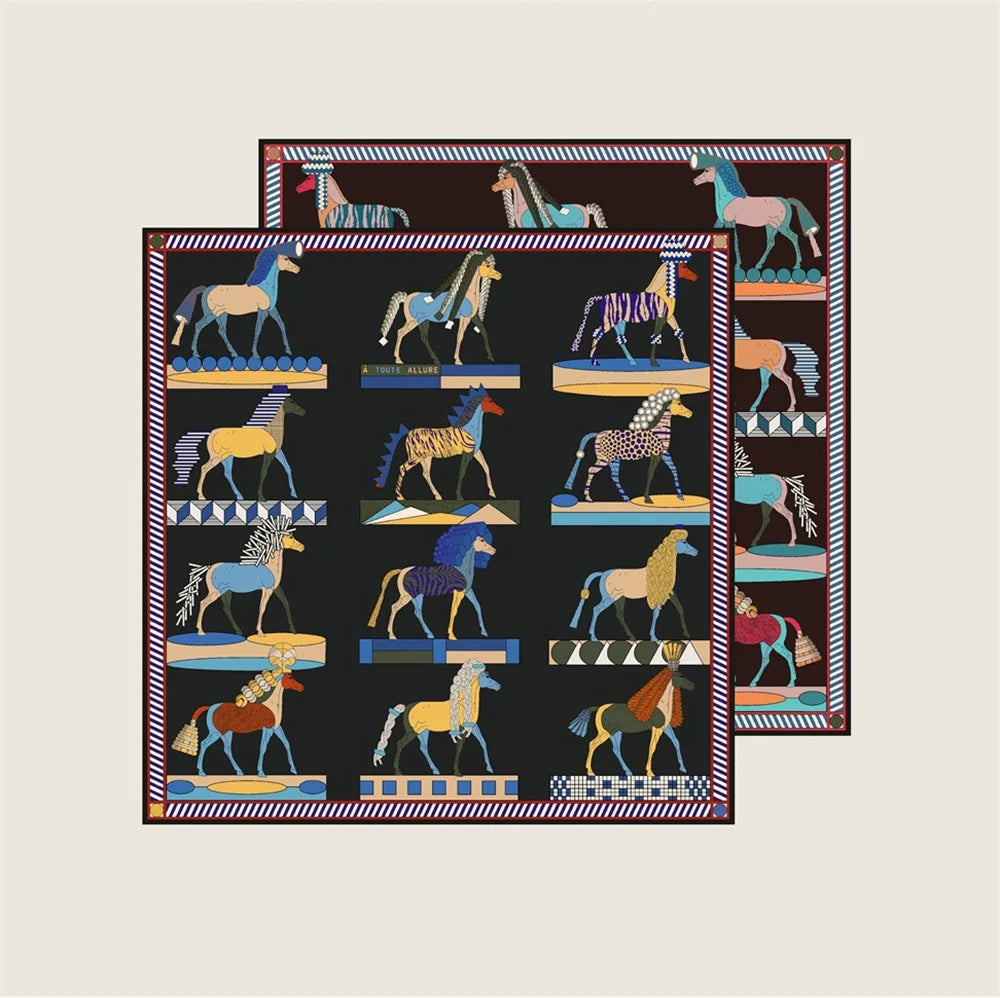 Horse Mane Black Double Print Scarf / 90cm