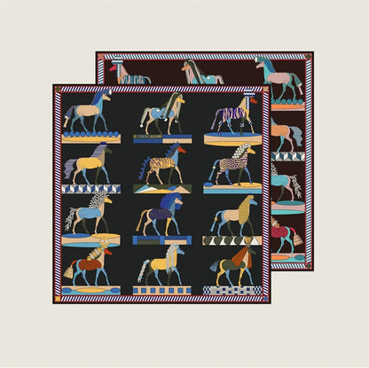 Horse Mane Black Double Print Scarf / 90cm