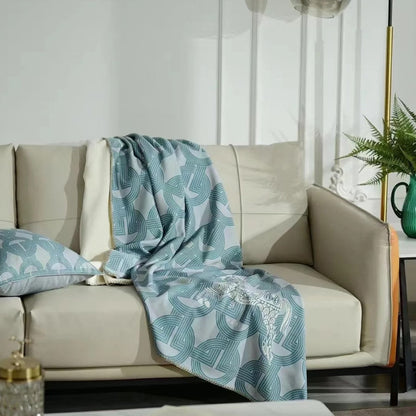 Barrucio Horse Print Blanket Blue