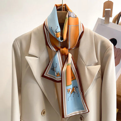 Tulay Brown Long Twilly Scarf